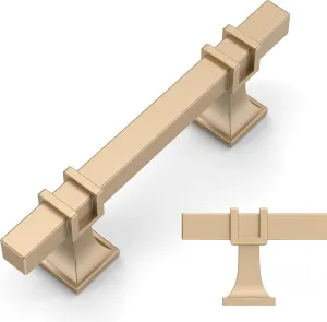 Amerdeco 10 Pack Champagne Gold Cabinet Pulls 3 Inch(76mm) Hole Center Drawer Pulls Cabinet Hardware Kitchen Cabinet Handles for Bathroom ZH0067