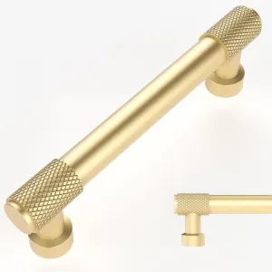Amerdeco 10 Pack Gold Knurled Cabinet Pulls 3 Inch Hole Center Kitchen Cabinet Handles for Drawer Dresser, Cupboard and Wardrobe ZH0034…
