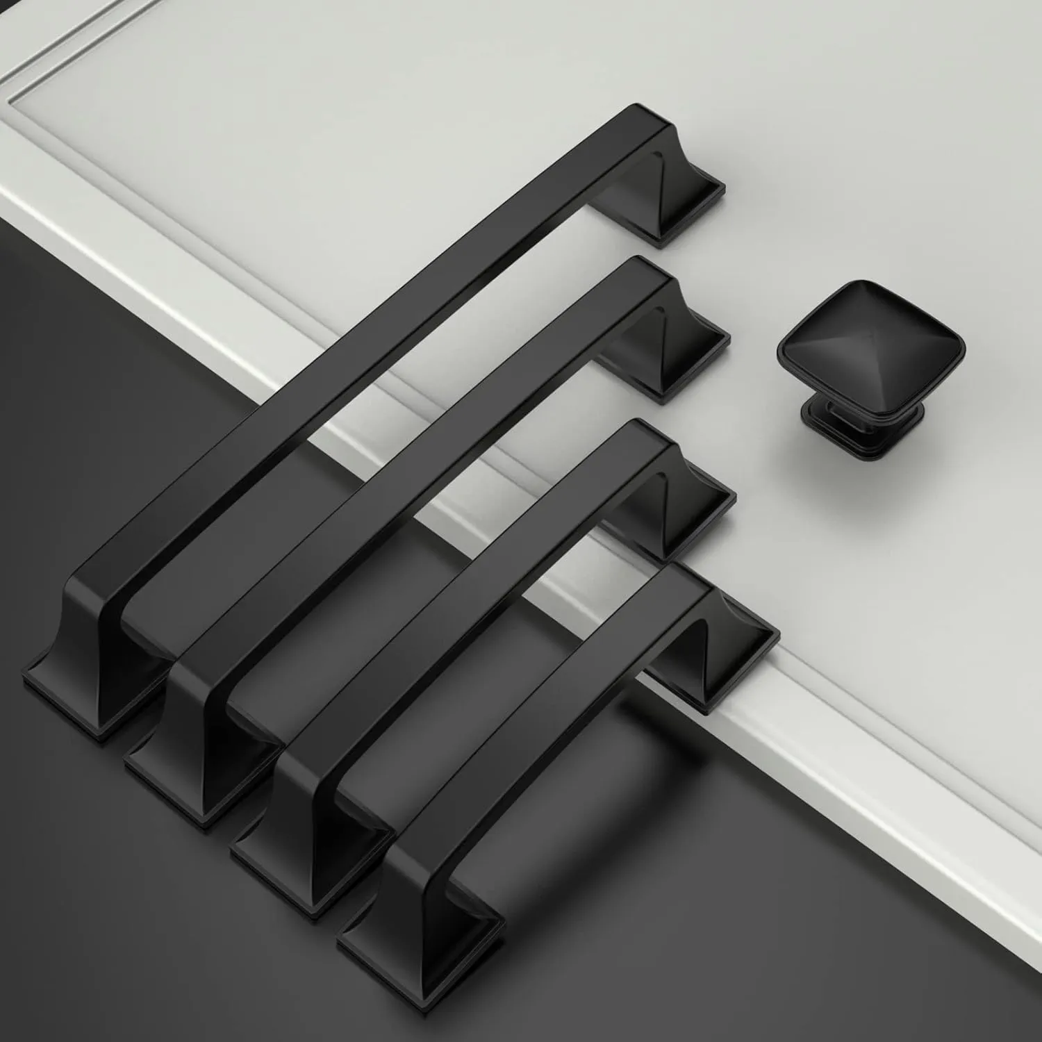 Amerdeco 10 Pack Matte Black 3-3/4 Inch(96mm) Hole Centers Kitchen Cabinet Pulls Hardware Kitchen Handles for Cabinets Cupboard Handles Drawer Pulls