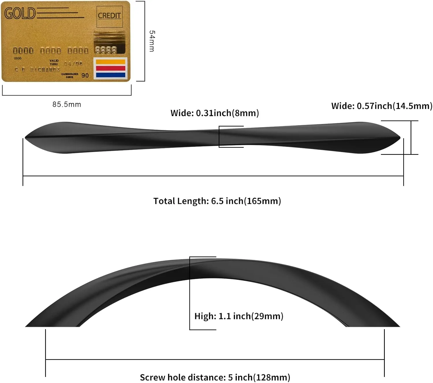 Amerdeco 10 Pack Matte Black 3.75 Inch(96mm) Hole Centers Kitchen Arch Twisted Cabinet Pulls Cabinet Hardware Kitchen Handles for Cabinets Cupboard Handles Drawer Pulls ZH0048