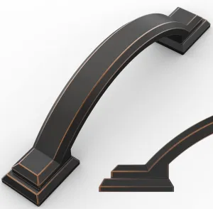 Amerdeco 10 Pack Oil Rubbed Bronze Cabinet Pulls 3 Inch(76mm) Hole Centers, Handles for Kitchen Cabinet Hardware, Arch Cabinet Handles for Bathroom Dresser Drawer Handles ZH0016…