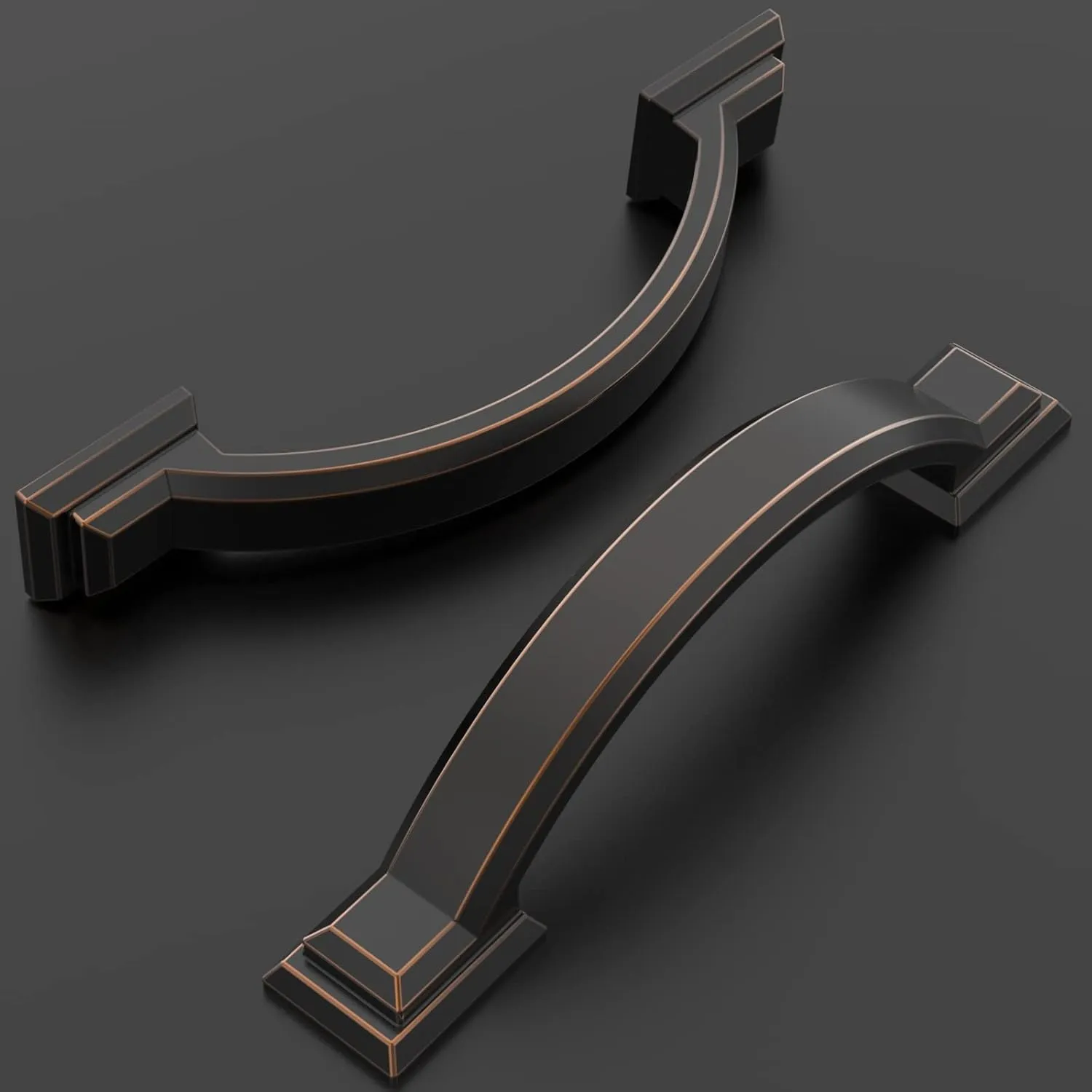 Amerdeco 10 Pack Oil Rubbed Bronze Cabinet Pulls 3 Inch(76mm) Hole Centers, Handles for Kitchen Cabinet Hardware, Arch Cabinet Handles for Bathroom Dresser Drawer Handles ZH0016…