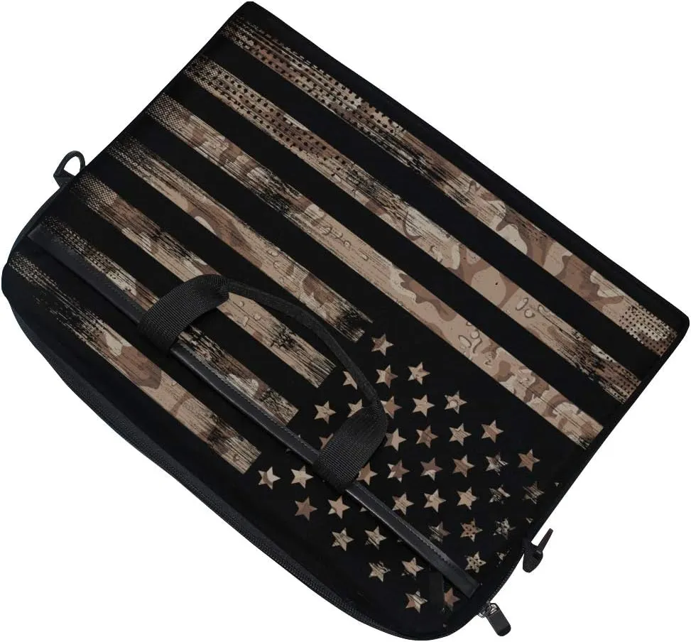 American USA Flag with Desert Camouflage Laptop Case Bag Sleeve Portable/Crossbody Messenger Briefcase Convertible w/Strap Pocket for MacBook Air/Pro Surface Dell ASUS hp Lenovo 15-15.4 inch