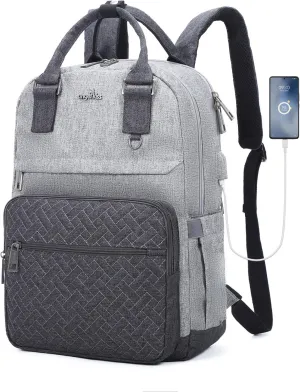 Angel Kiss Backpack Purse for Women, Large Travel Backpack with USB Port, Anti-Theft Design, Water-Resistant Daypack for Casual and Business for Work Grey