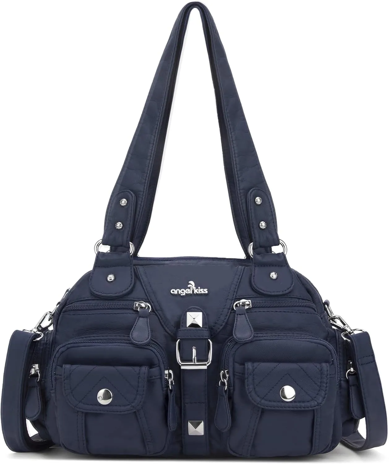 Angel Kiss Hobo Crossbody Purses for Women Shoulder Bag Multipocket Soft Hobo Purses Removable Strap Leather Handbags