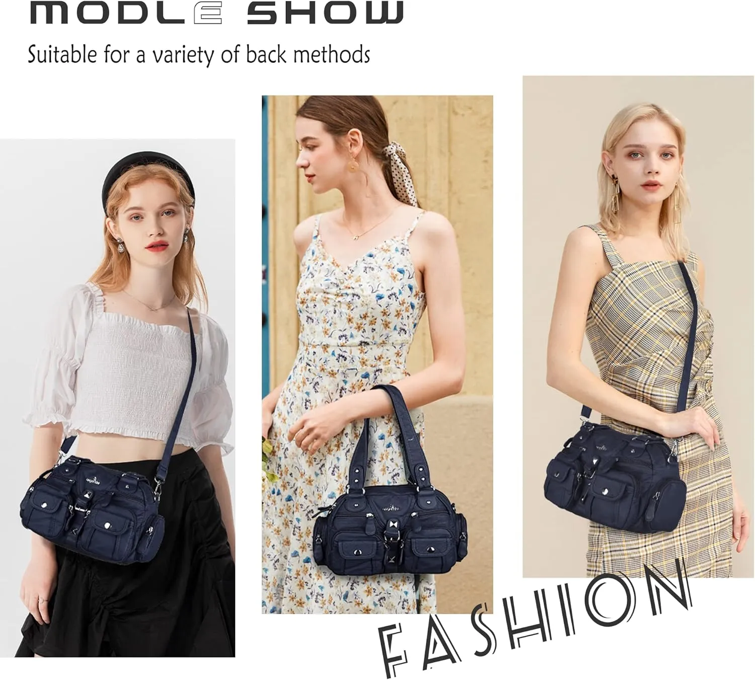 Angel Kiss Hobo Crossbody Purses for Women Shoulder Bag Multipocket Soft Hobo Purses Removable Strap Leather Handbags