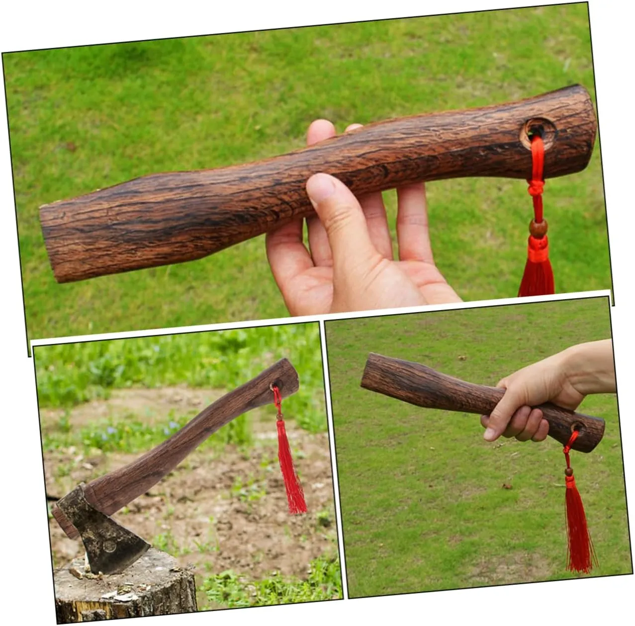 Angoily 2pcs Wooden Axe Handle Replacement for Hatchets Ergonomic Design Woodworking Tool for Camping and Outdoor Activities for Cutting Firewood and Logs