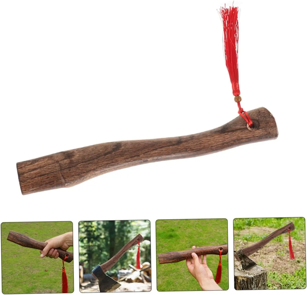 Angoily 2pcs Wooden Axe Handle Replacement for Hatchets Ergonomic Design Woodworking Tool for Camping and Outdoor Activities for Cutting Firewood and Logs