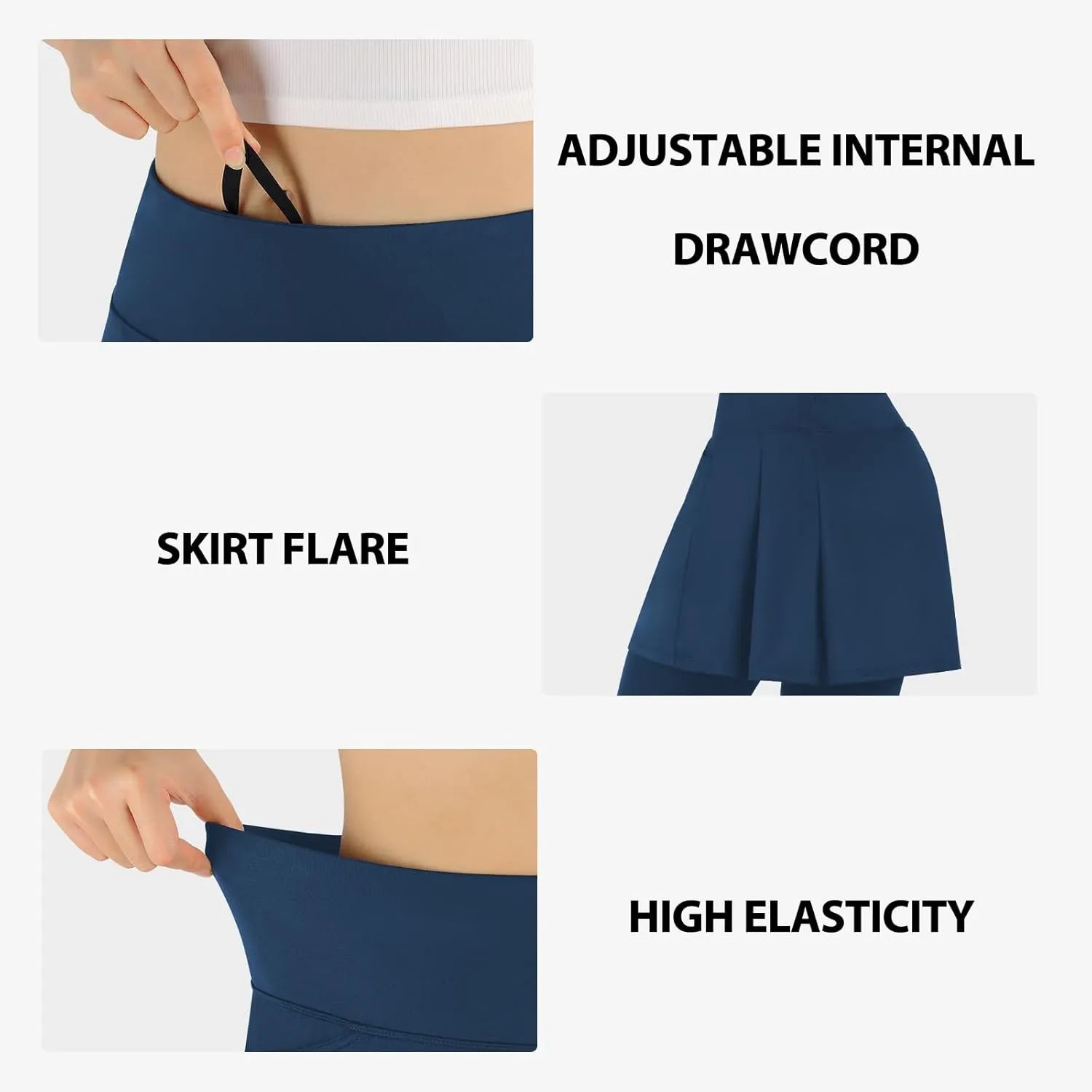 ANIVIVO Women's Knee Length Fleece Lined Leggings with Skirt, Winter Warm Skirted Leggings for Women Zipper Pockets