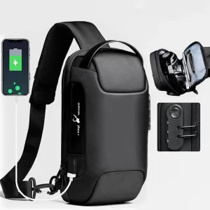 Anti-Theft Men's USB Crossbody Satchel Shoulder Bags Oxford Cloth Waterproof Multifunctional Travel Messenger Chest Waist Bag
