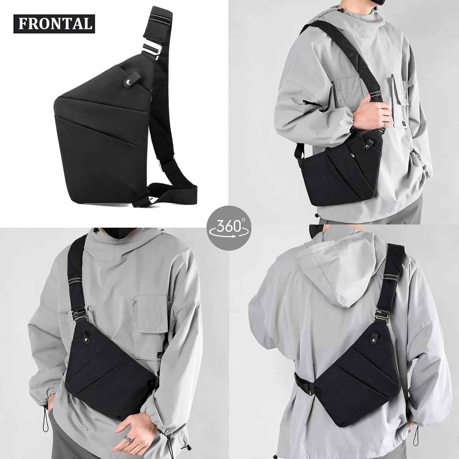 Anti Theft Travel Bag, Travel Purses Anti Theft Safe Slim Sling CrossBody Bag, Personal Flex Bag for Men&Women