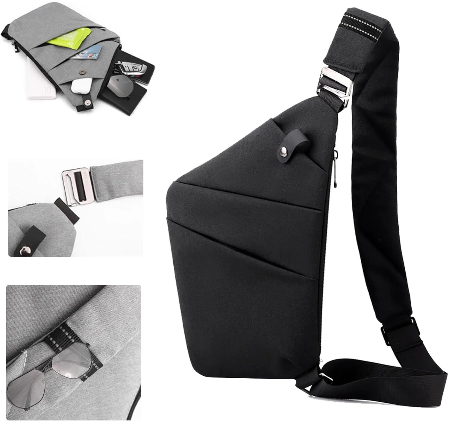 Anti Theft Travel Bag, Travel Purses Anti Theft Safe Slim Sling CrossBody Bag, Personal Flex Bag for Men&Women