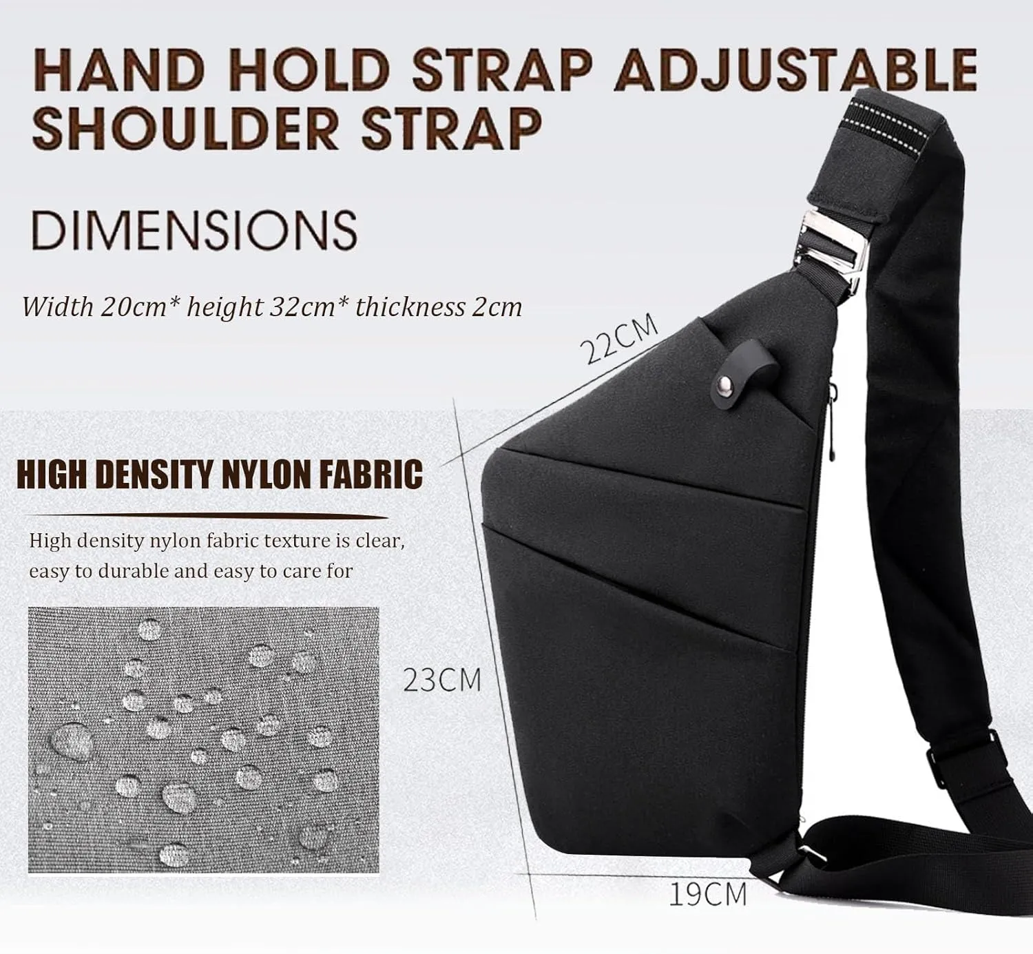 Anti Theft Travel Bag, Travel Purses Anti Theft Safe Slim Sling CrossBody Bag, Personal Flex Bag for Men&Women