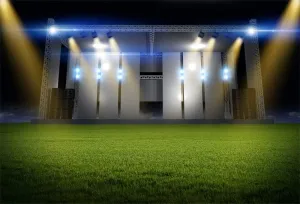 AOFOTO 10x7ft Stadium Backdrop Grassland Stage Lights Curtain Photography Background School Athletic Contests Award Party Term Begins School Opens Ceremony Studio Prop Video Drapes