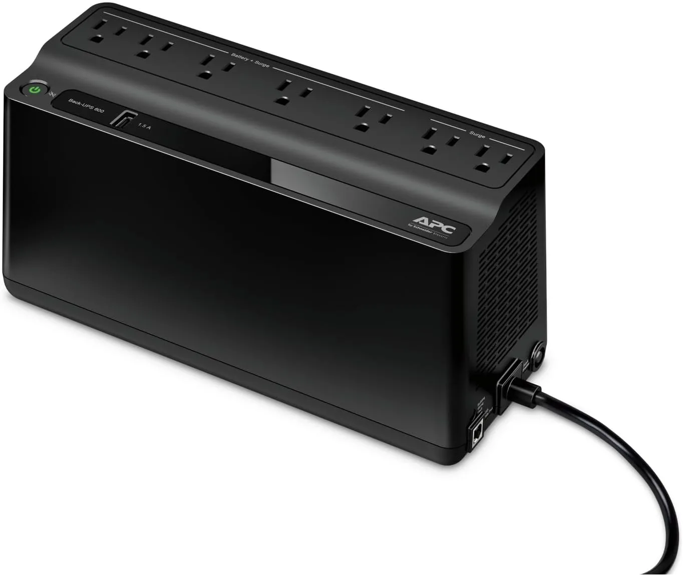 APC 600VA UPS Battery Backup & Surge Protector with USB Charger Port, Backup Battery Power Supply, BN600U1R (Renewed)