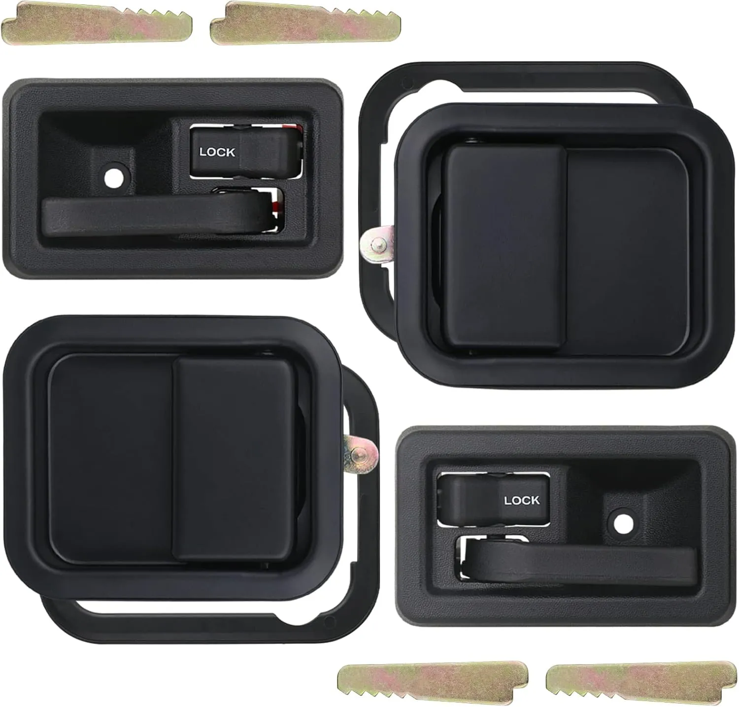 APPERFiT Exterior & Interior Door Handles w/Keepers Compatible with Jeep Wrangler YJ TJ 1991-2006 with Full Doors Replaces 55176382AE 55176383AE 55176477AB 55176476AB