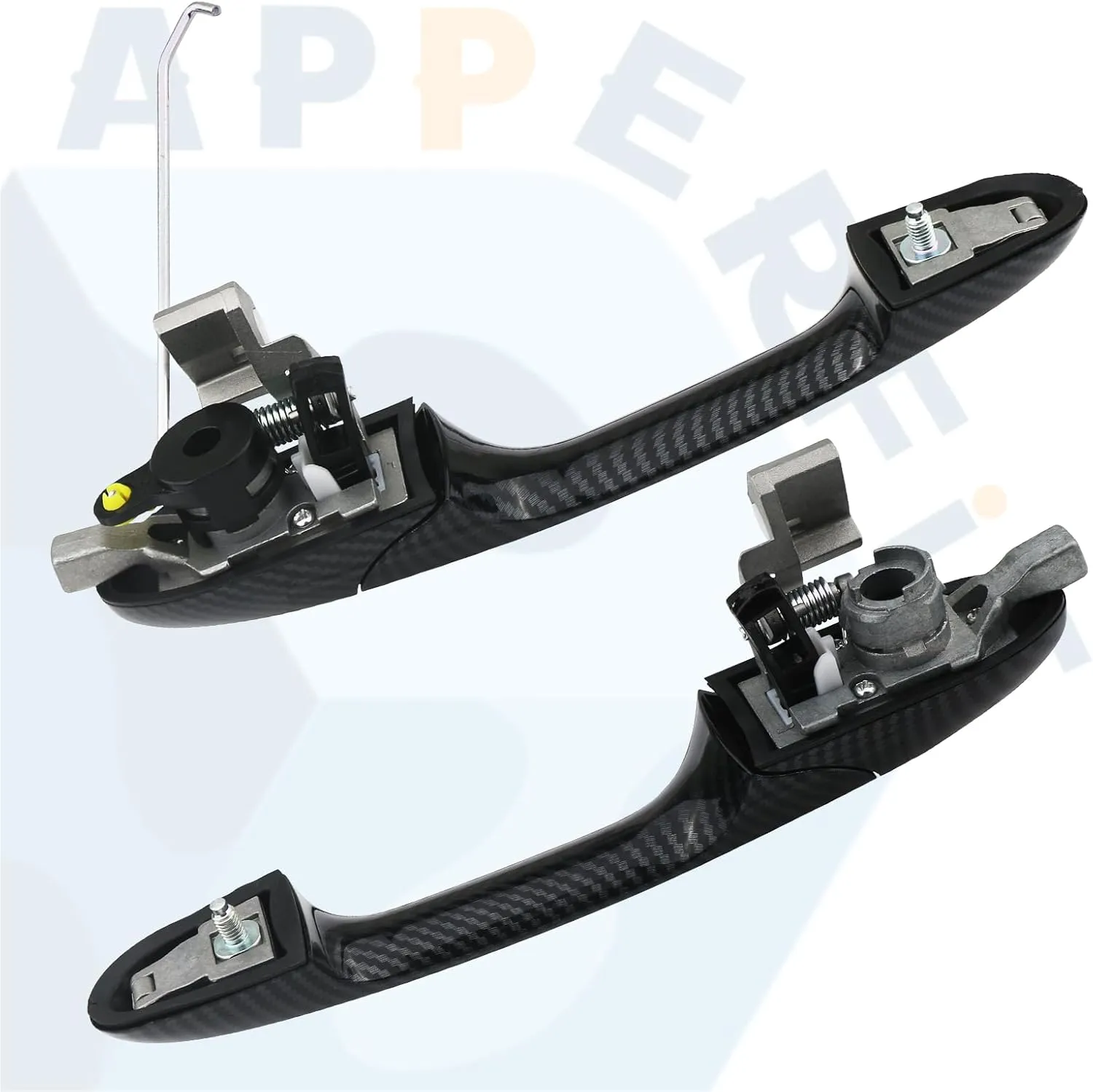 APPERFiT Exterior Door Handles with Key Hole Carbon Fiber for Left Driver & Right Passenger Side Compatible with Fiat 500 2012-2018 Door Parts Replaces 68069943AC 68069942AC