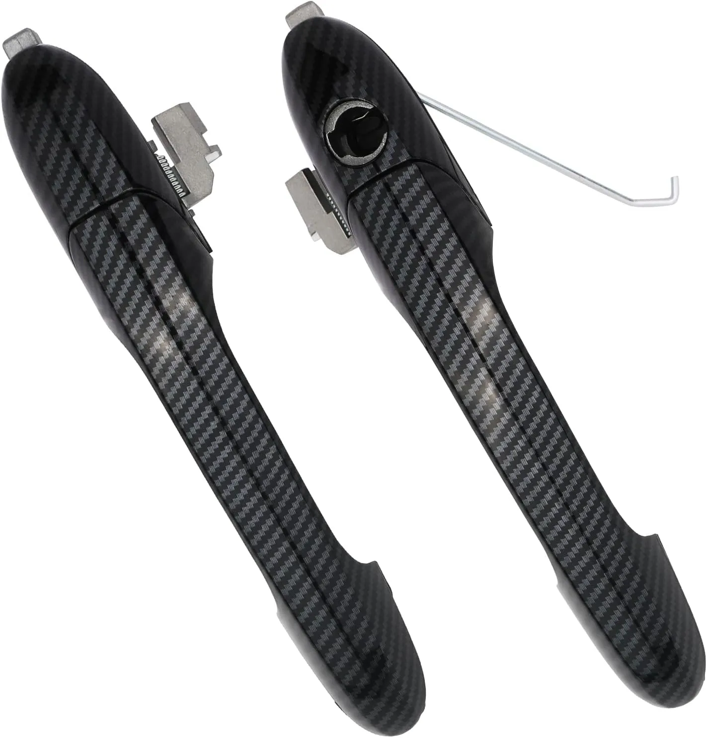 APPERFiT Exterior Door Handles with Key Hole Carbon Fiber for Left Driver & Right Passenger Side Compatible with Fiat 500 2012-2018 Door Parts Replaces 68069943AC 68069942AC