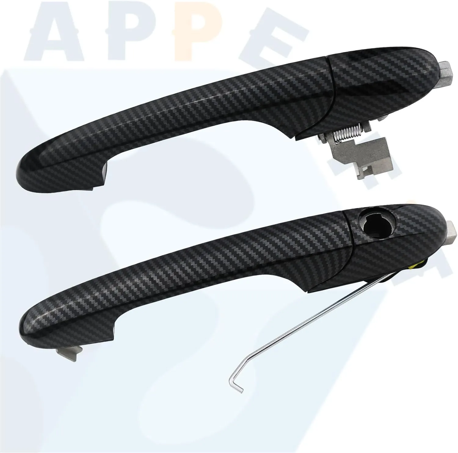 APPERFiT Exterior Door Handles with Key Hole Carbon Fiber for Left Driver & Right Passenger Side Compatible with Fiat 500 2012-2018 Door Parts Replaces 68069943AC 68069942AC