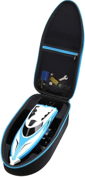 Aproca Hard Storage Travel Case, for Force1 Velocity H102 RC Boat/DEERC H120 RC Boat (Black-Blue Zipper)