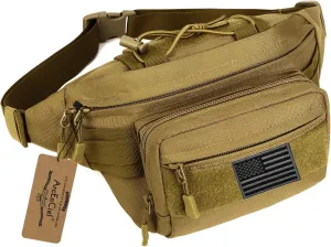 ArcEnCiel Tactical Fanny Pack for Men Waist Bag Military Hip Belt Outdoor Hiking Fishing Bumbag with Patch