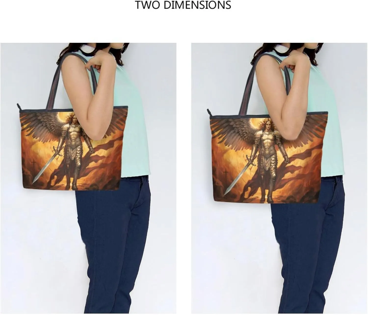 Archangel Michae Wings Knight Tote Bag for Women Durable Designer Handbag with Zipper for Daily Use Travel L