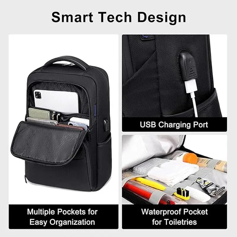 Arctic Hunter Durable Casual Daypack Water Resistant 23 L Computer Bag with Luggage Carry Strap Built in USB port and Anti-Theft pockets for Men and Women, B00113C - Black