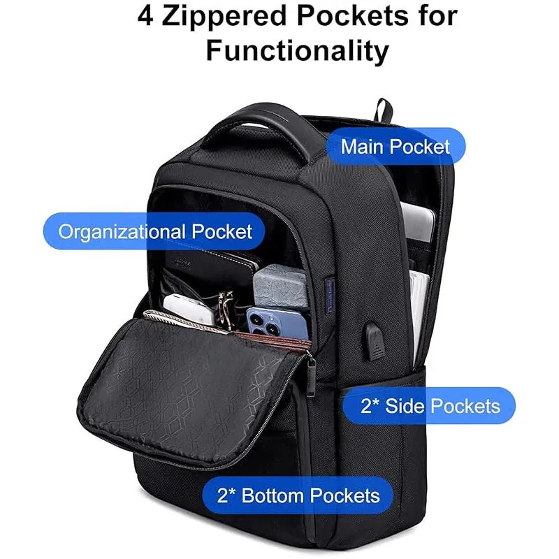 Arctic Hunter Durable Casual Daypack Water Resistant 23 L Computer Bag with Luggage Carry Strap Built in USB port and Anti-Theft pockets for Men and Women, B00113C - Black