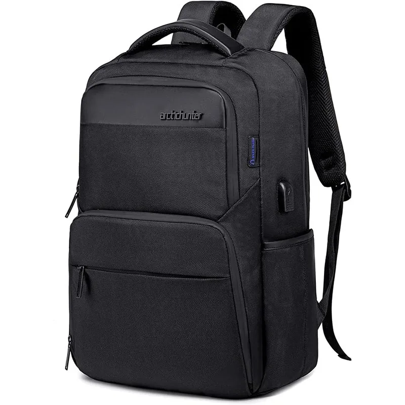 Arctic Hunter Durable Casual Daypack Water Resistant 23 L Computer Bag with Luggage Carry Strap Built in USB port and Anti-Theft pockets for Men and Women, B00113C - Black