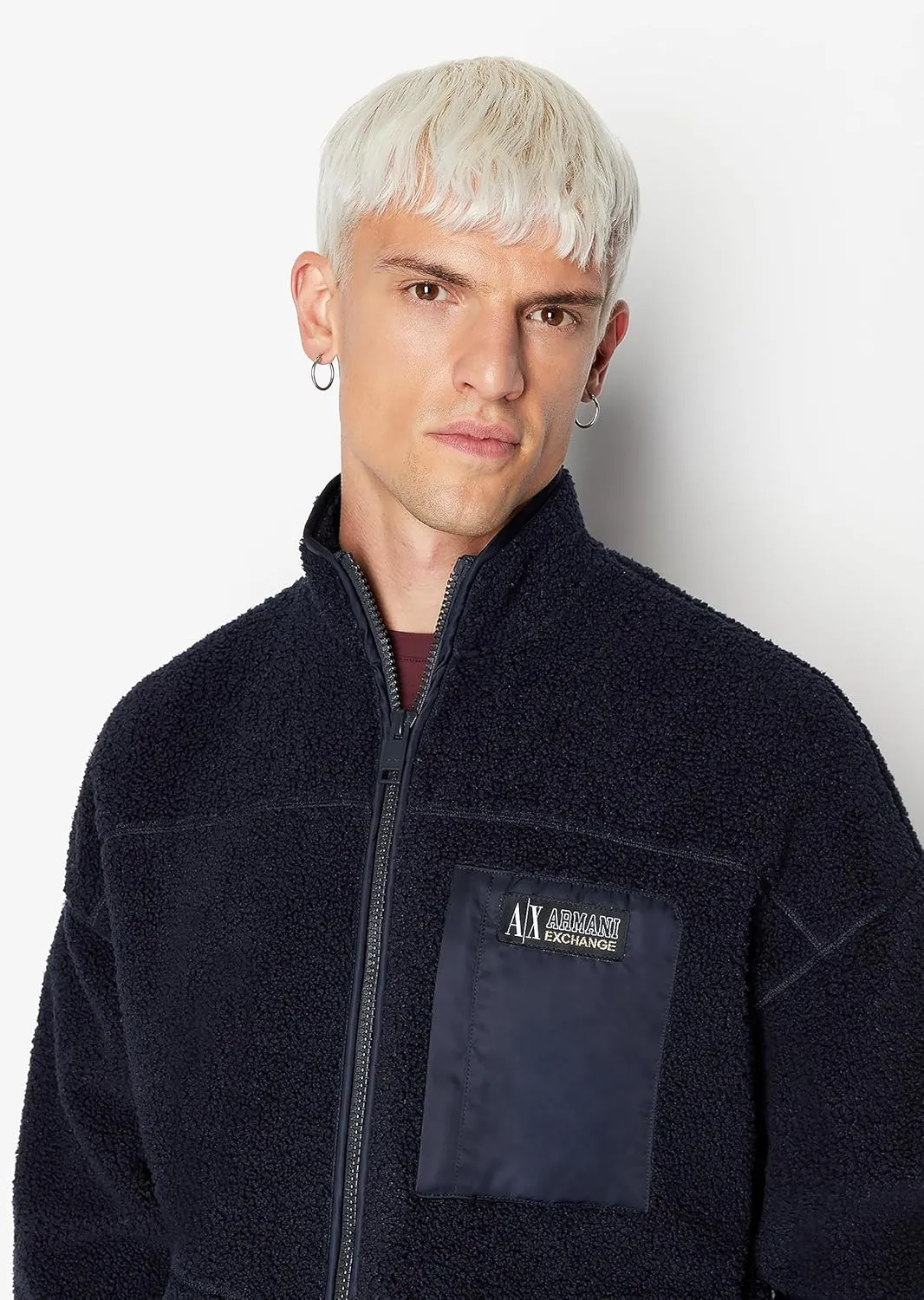 Armani Exchange Men's Collegiate Capsule Full Zip Mock Neck Fleece