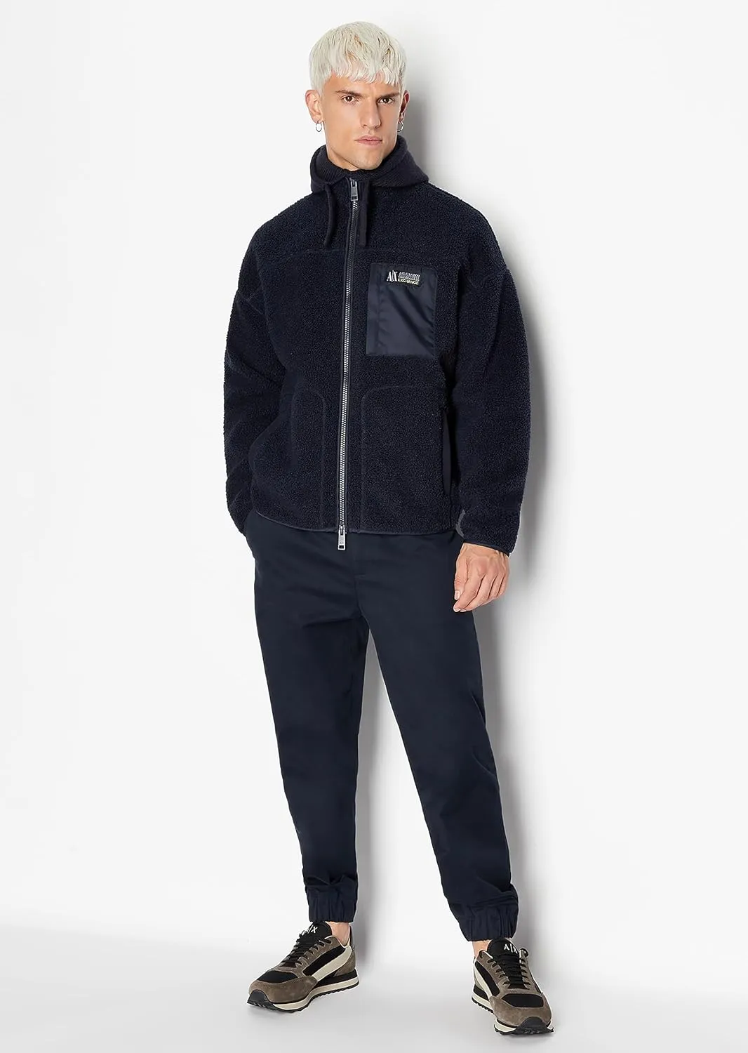 Armani Exchange Men's Collegiate Capsule Full Zip Mock Neck Fleece