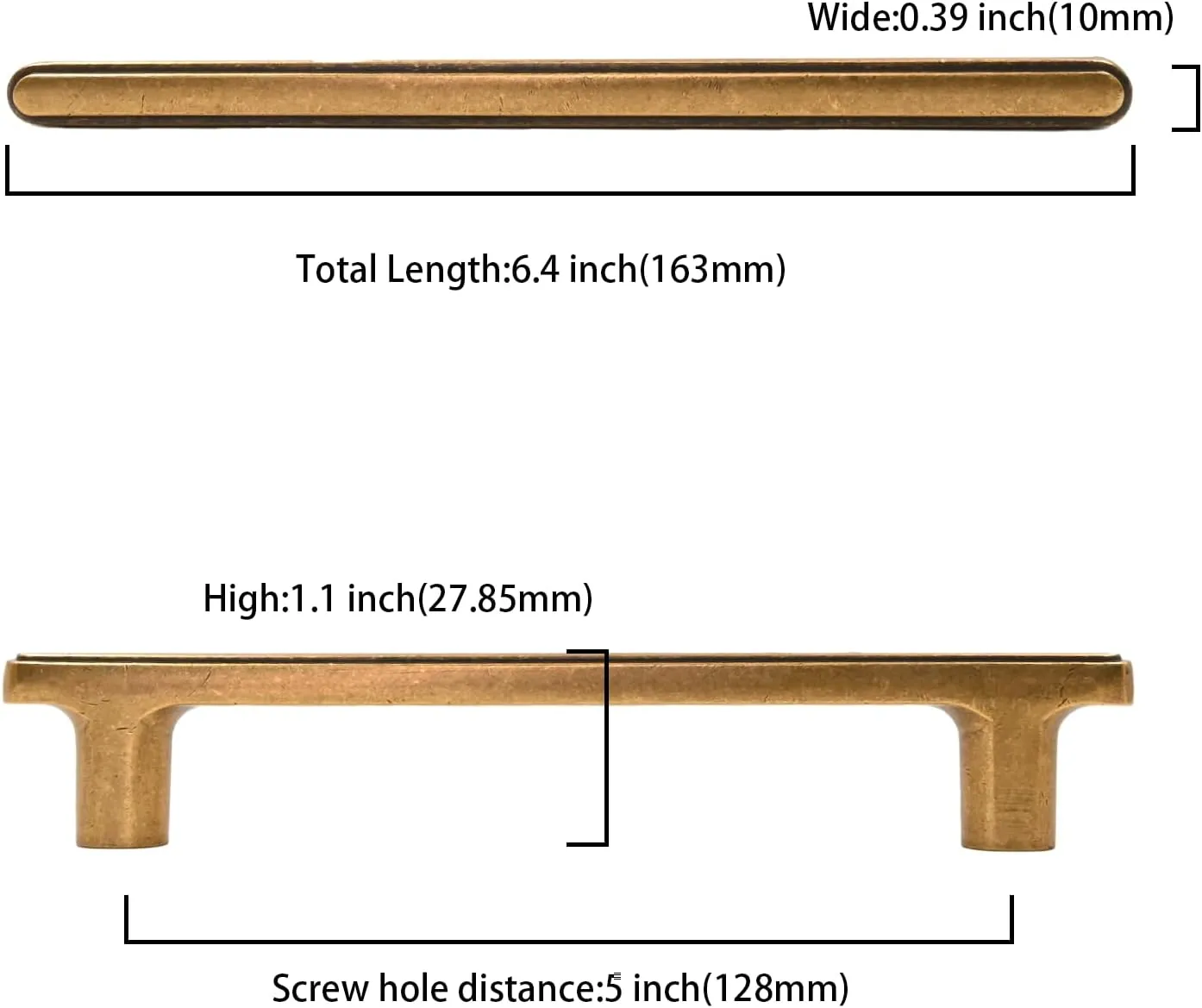 Asidrama 10 Pack 5 Inch(128mm) Antique Brass Kitchen Cabinet Handles, Cabinet Pulls Kitchen Cabinet Hardware for Cupboard Drawer Pulls