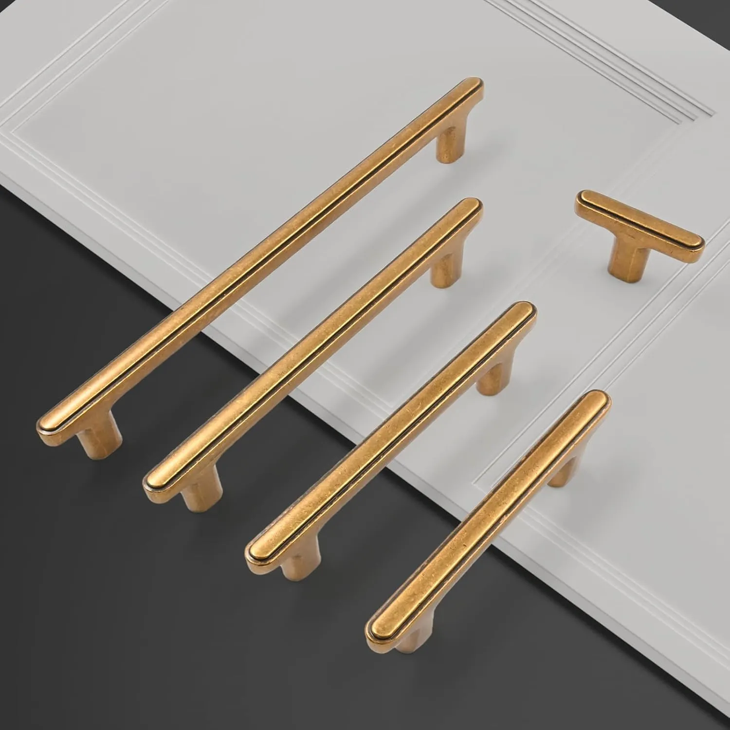 Asidrama 10 Pack 5 Inch(128mm) Antique Brass Kitchen Cabinet Handles, Cabinet Pulls Kitchen Cabinet Hardware for Cupboard Drawer Pulls