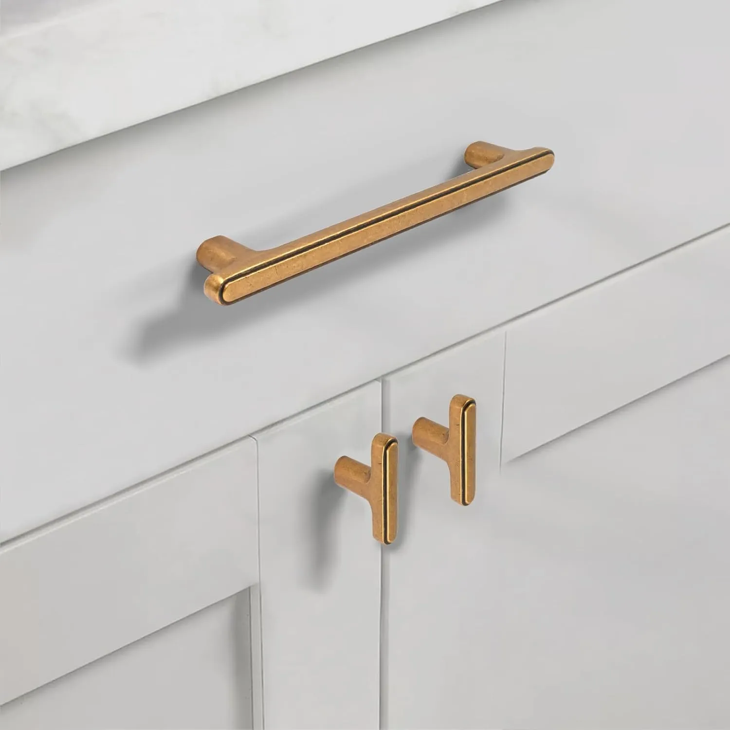 Asidrama 10 Pack 5 Inch(128mm) Antique Brass Kitchen Cabinet Handles, Cabinet Pulls Kitchen Cabinet Hardware for Cupboard Drawer Pulls