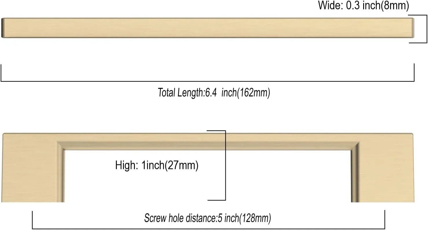 Asidrama 10 Pack 5 Inch(128mm) Brushed Brass Kitchen Cabinet Handles, Cabinet Pulls Kitchen Cabinet Hardware for Cupboard Drawer Pulls