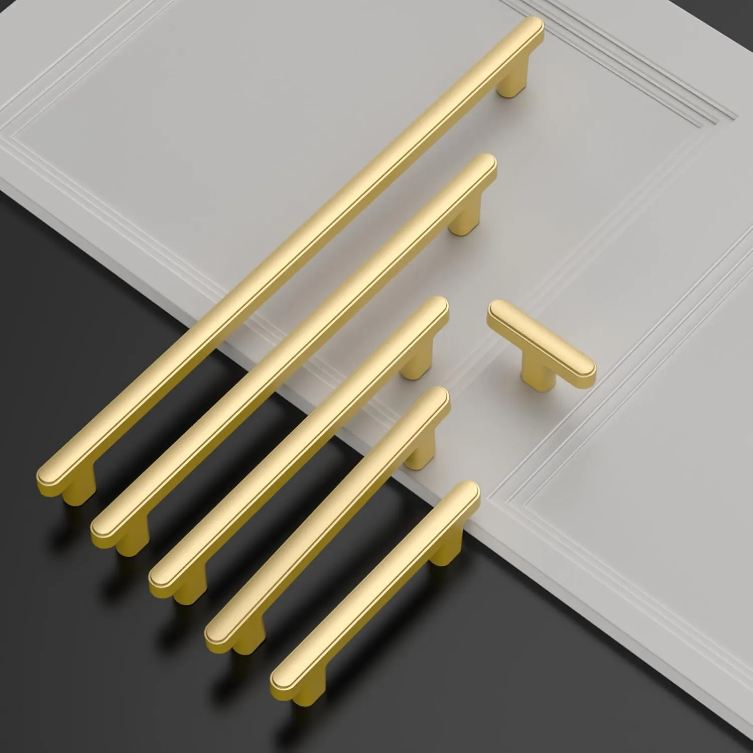 Asidrama 10 Pack 5 Inch(128mm) Brushed Gold Kitchen Cabinet Handles, Cabinet Pulls Kitchen Cabinet Hardware for Cupboard Drawer Pulls
