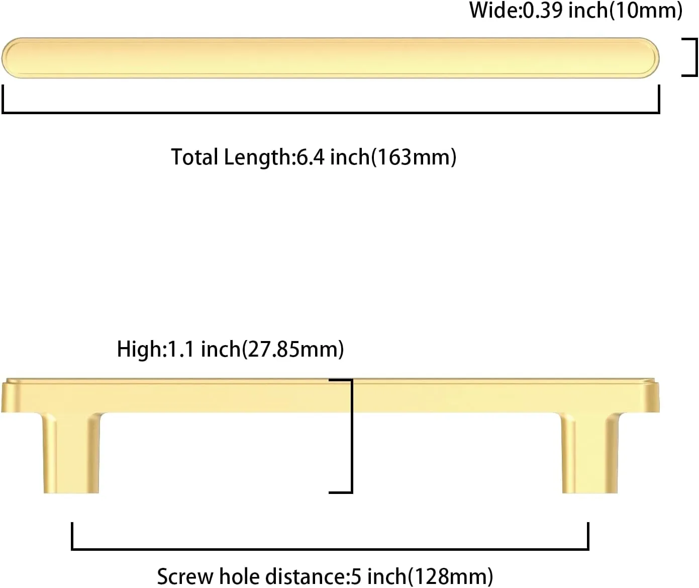 Asidrama 10 Pack 5 Inch(128mm) Brushed Gold Kitchen Cabinet Handles, Cabinet Pulls Kitchen Cabinet Hardware for Cupboard Drawer Pulls