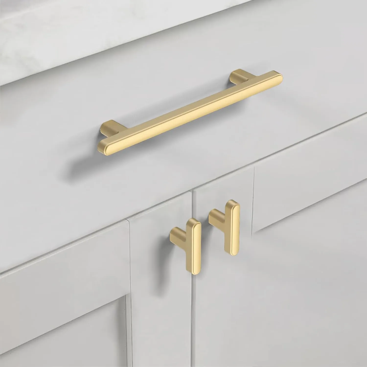 Asidrama 10 Pack 5 Inch(128mm) Brushed Gold Kitchen Cabinet Handles, Cabinet Pulls Kitchen Cabinet Hardware for Cupboard Drawer Pulls