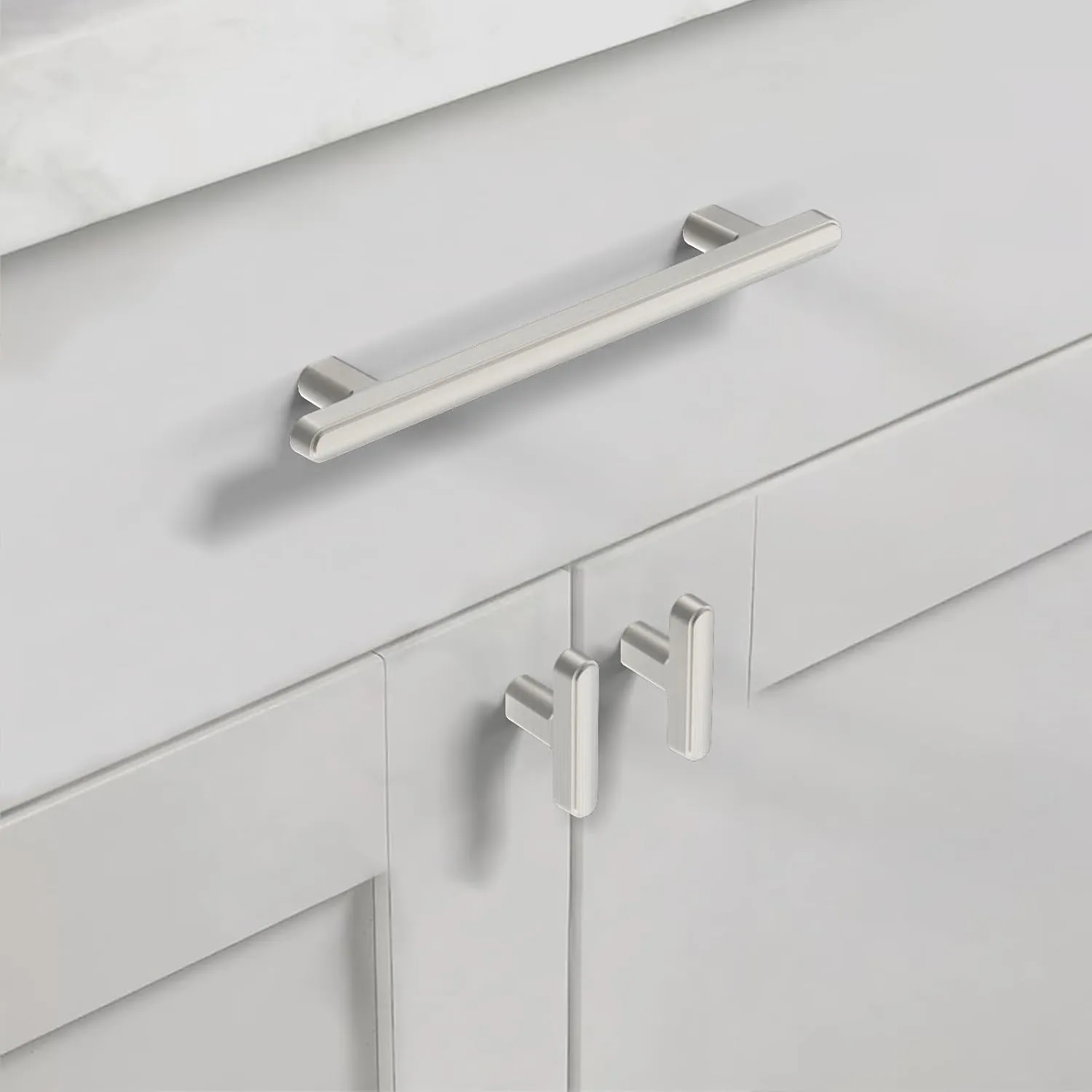 Asidrama 10 Pack 5 Inch(128mm) Brushed Satin Nickel Kitchen Cabinet Handles, Cabinet Pulls Kitchen Cabinet Hardware for Cupboard Drawer Pulls