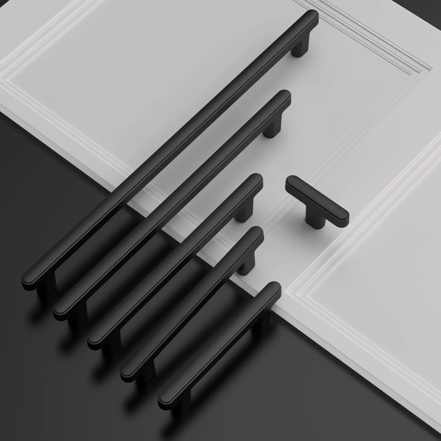 Asidrama 10 Pack 5 Inch(128mm) Matte Black Kitchen Cabinet Handles, Cabinet Pulls Kitchen Cabinet Hardware for Cupboard Drawer Pulls