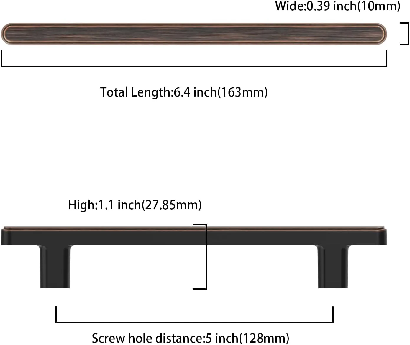 Asidrama 10 Pack 5 Inch(128mm) Oil Rubbed Bronze Kitchen Cabinet Handles, Cabinet Pulls Kitchen Cabinet Hardware for Cupboard Drawer Pulls