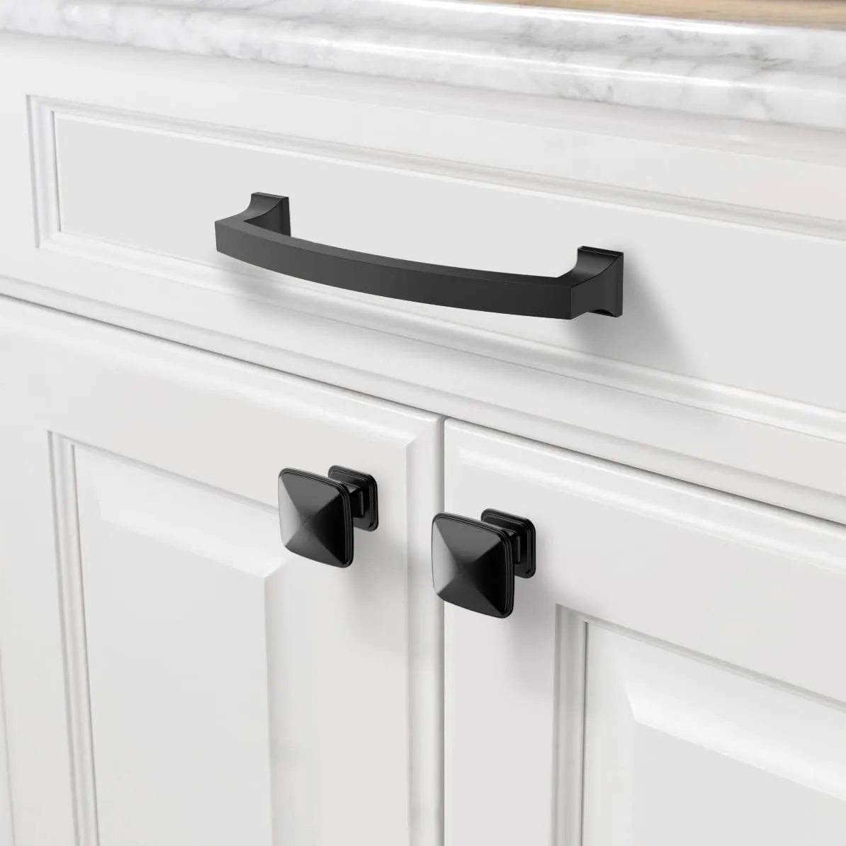 Asidrama 6 Pack 5 Inch(128mm) Hole Centers Kitchen Cabinet Handles, Matte Black Cabinet Pulls Kitchen Cabinet Hardware for Cupboard Drawer Pulls Dresser Handles