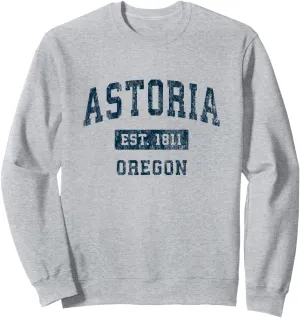 Astoria Oregon OR Vintage Sports Design Navy Print Sweatshirt