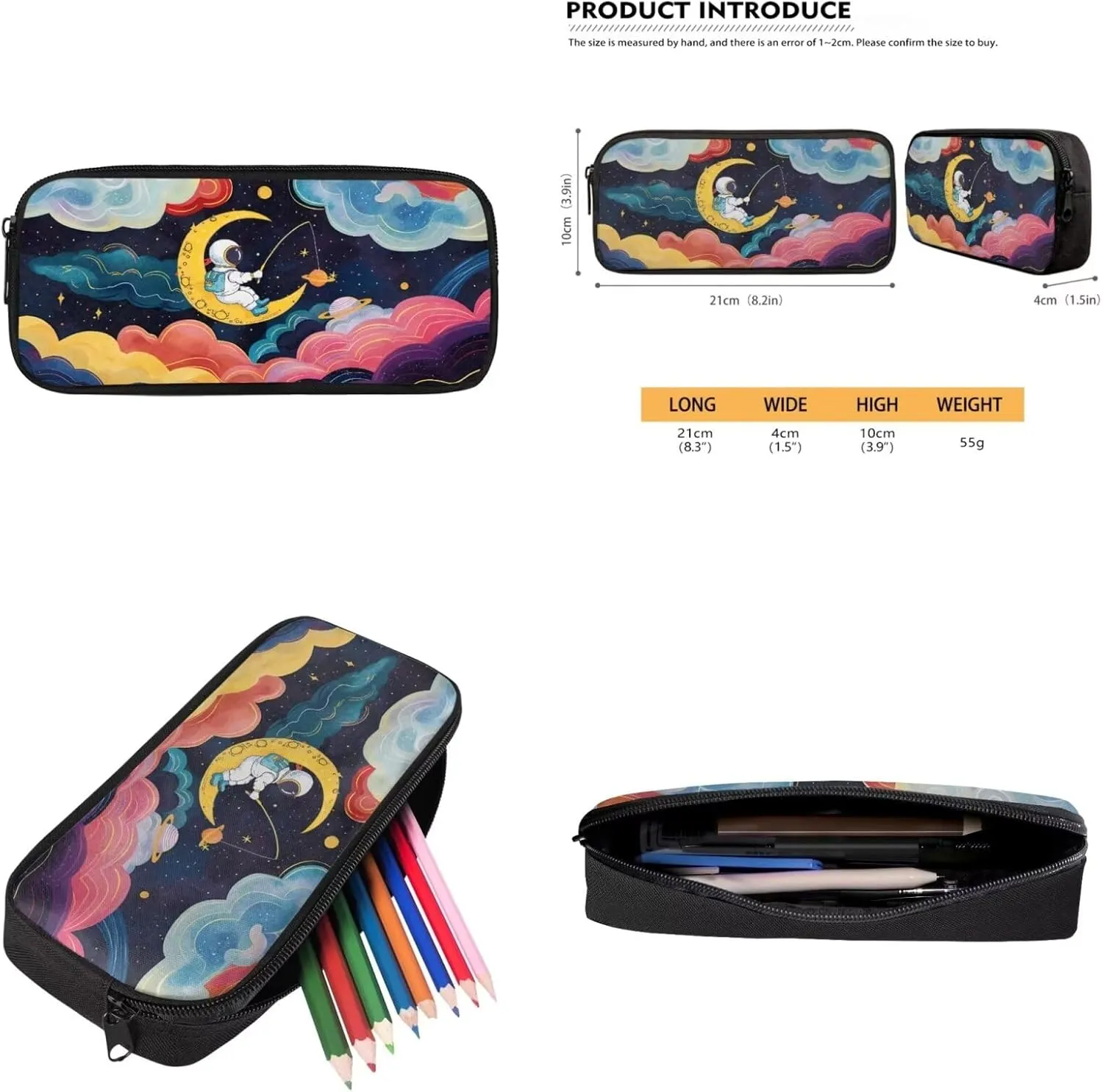 Astronaut Backpack and Lunch Box Set Boys Girls Teens Youth with Pencil Case Keychain Accessories 4pcs School Bag for Boys 8-12 Lightweight Can Hold Your Small Accessories and Stuffs