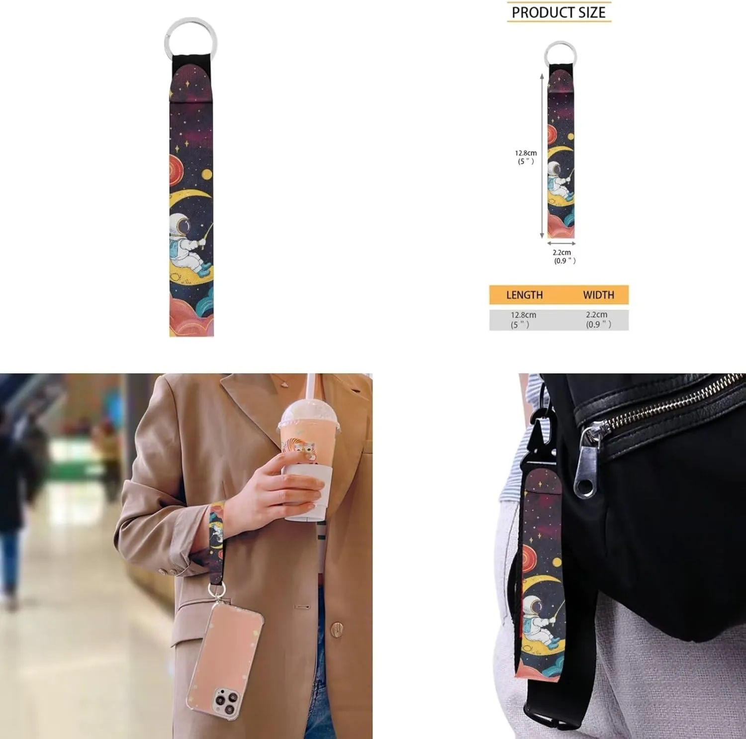 Astronaut Backpack and Lunch Box Set Boys Girls Teens Youth with Pencil Case Keychain Accessories 4pcs School Bag for Boys 8-12 Lightweight Can Hold Your Small Accessories and Stuffs