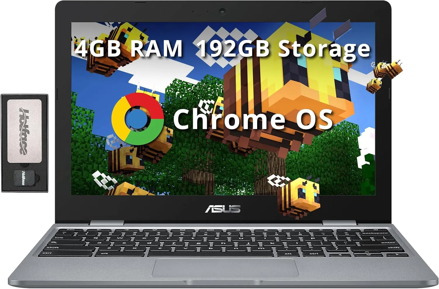 ASUS Chromebook 11.6" HD Student Laptop, Intel Celeron N3350, 4GB RAM, 192GB Storage (32GB eMMC 160GB Docking Station), Intel UHD Graphics, HD Camera, Stereo Speakers, Chrome OS, Gray