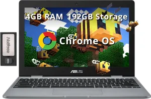 ASUS Chromebook 11.6" HD Student Laptop, Intel Celeron N3350, 4GB RAM, 192GB Storage (32GB eMMC 160GB Docking Station), Intel UHD Graphics, HD Camera, Stereo Speakers, Chrome OS, Gray