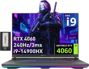 ASUS ROG Strix G16 16" QHD 240Hz Gaming Laptop, Intel i9-14900HX, NVIDIA GeForce RTX 4060, 64GB DDR5, 4TB PCIe SSD, Backlit Keyboard, 720P Webcam, Win 11 Pro, Eclipse Gray, 256GB Docking Station Set