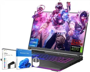 ASUS ROG Strix G16 Gaming Laptop, 16” QHD 240Hz/3ms Display, Intel i9-14900HX(Up to 5.8 GHz), GeForce RTX 4070, 64 GB DDR5, 2 TB SSD, Wi-Fi 6E, 4-Zone RGB, Windows 11 Pro, w/Office Lifetime License