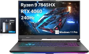 ASUS ROG Strix G17 17.3" QHD 240Hz Gaming Laptop, AMD Ryzen 9-7845HX, 64GB DDR5, 4TB PCIe SSD, NVIDIA GeForce RTX 4060, RGB Backlit Keyboard, Win 11 Pro, Gray, 128GB Hotface Extension Set